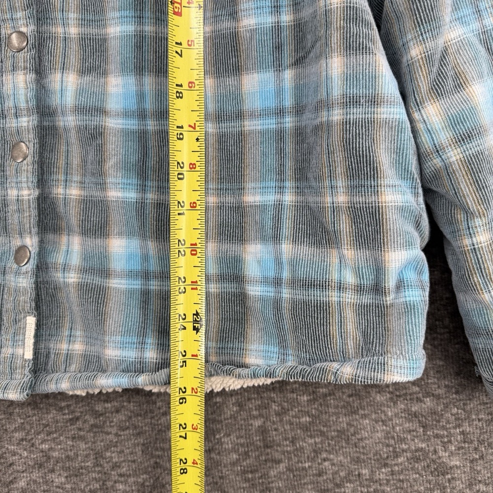 Soho Threads Womens Blue Plaid Corduroy Flannel Sherpa Lined Hooded Shacket XXL - Picture 3 of 10